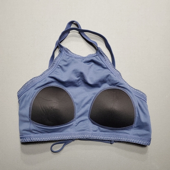 NWT Crochet High Neck Bikini Top Blue Swimsuit - Picture 6 of 7